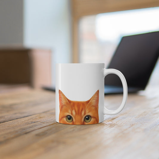 Orange Cat Peekaboo Mug, 11 oz (330 mL)